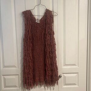 Rust Fringed Sleeveless Top